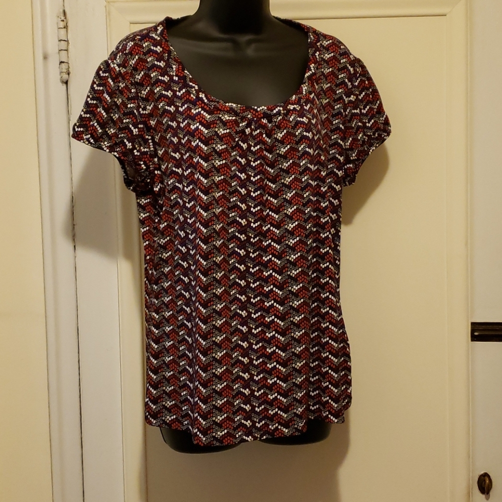 Purple/Orange/White/Tan/Black knit top - XL